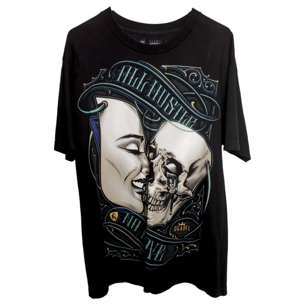 OGABEL Men T-Shirt "All Hustle, No Love" %100 Cotton Size: Large